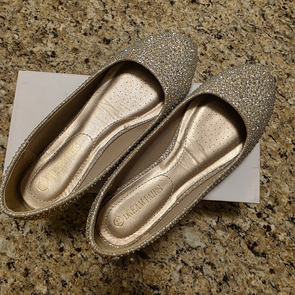 Dream Pairs Women's Gold Glitter Flats
